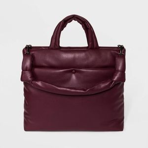 A new day soft puffer tote bag.